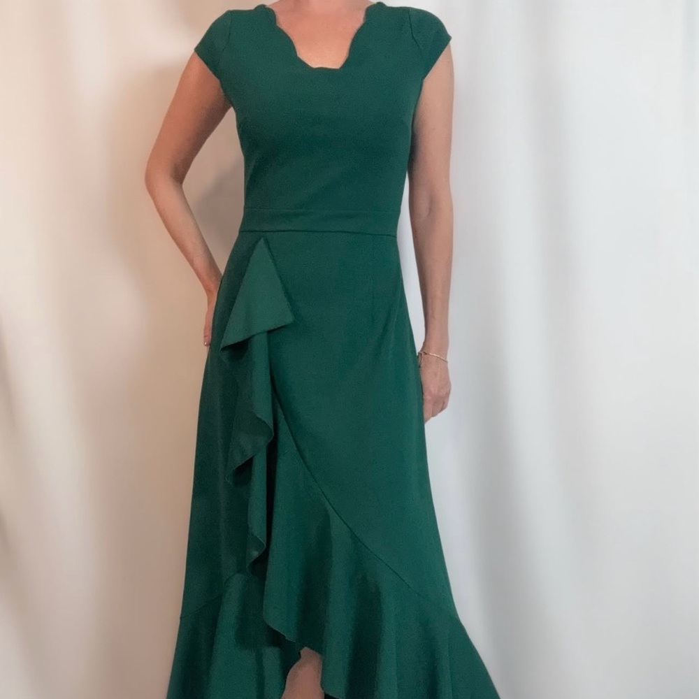 Miusol Green Sleeveless Ruffle Dress